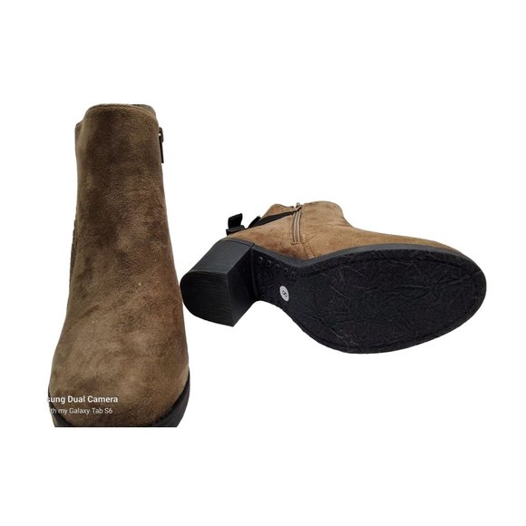 ingaro womens "robi" side zip 2.75" heel bow tie back accent boots. - Picture 5 of 5